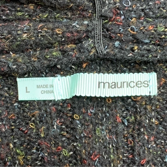 Large Maurices Black Multicolored Sleeveless Shrug Sweater Knit Open Front - Picture 7 of 9